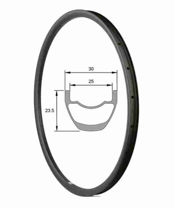 650B Carbon XC Rim Hookless Tubeless Ready