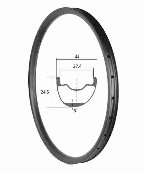 29 Carbon Rims MTB 33mm Width 25mm Depth